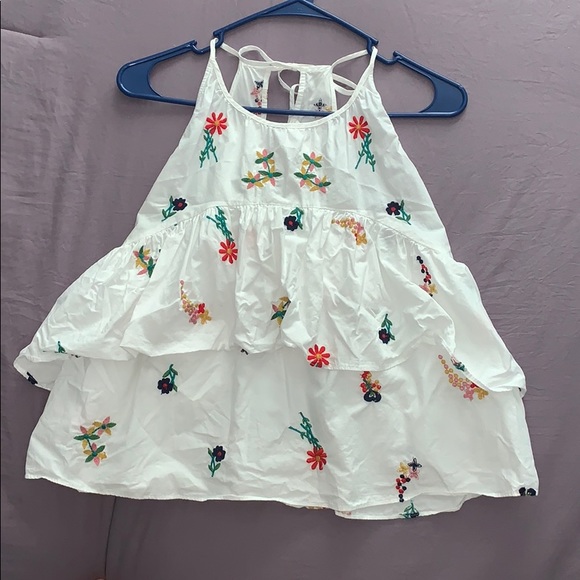 Zara Tops - [ZARA] White Floral Ruffle Halter Tank